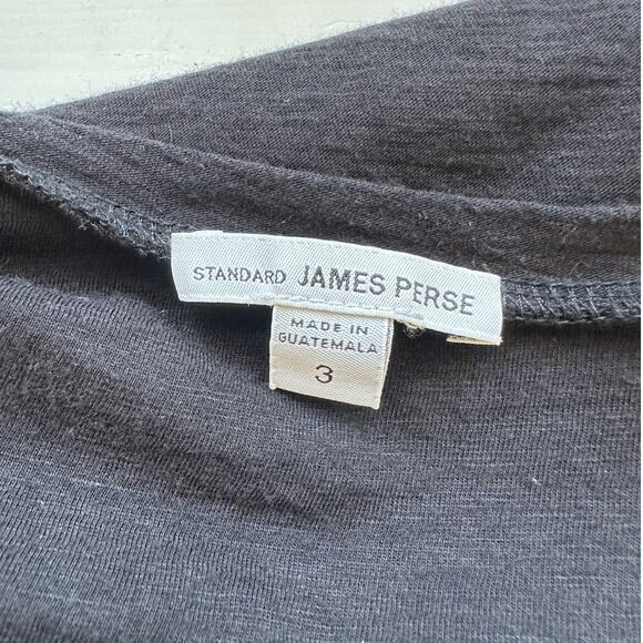 James Perse Black Deep V Round Neck Slub Tee Shirt Cap Sleeve Top 3 / L - Picture 5 of 9